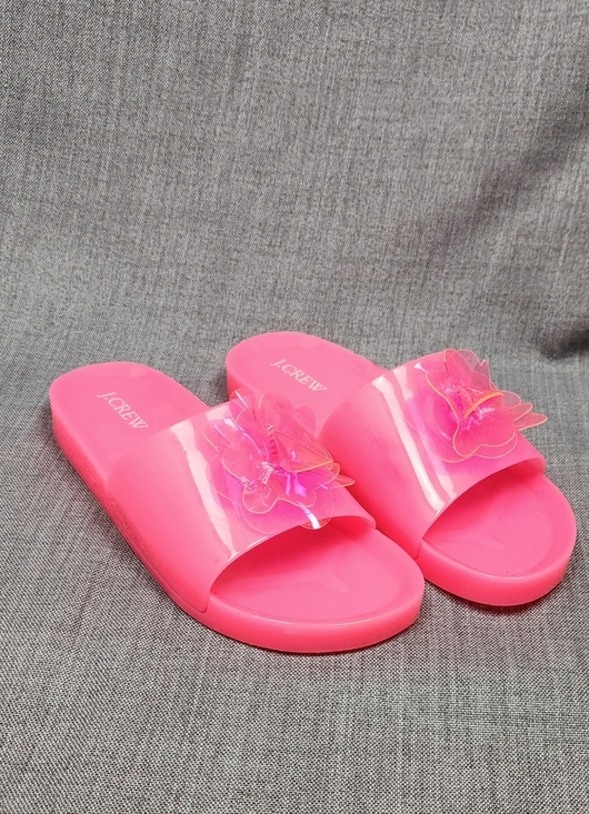 J. Crew Shoes - J. Crew  Pink Floral Jelly Blossom Pool Slides Size 8.